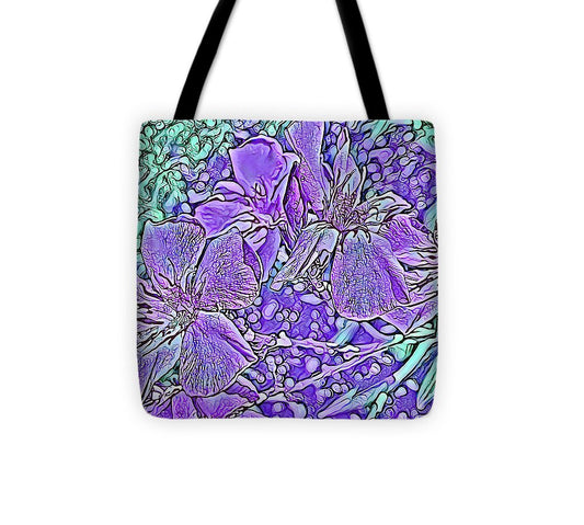 Purple Flowers Textured Art - Tote Bag