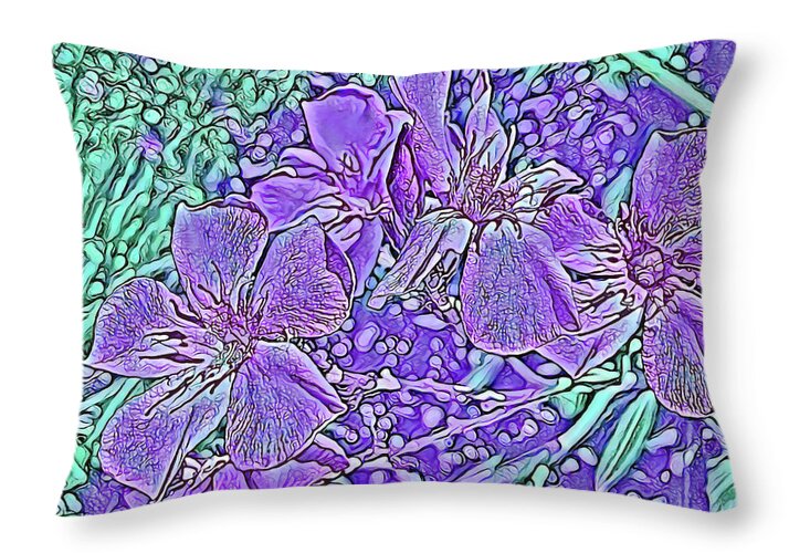 Purple Flowers Textured Art - Throw Pillow