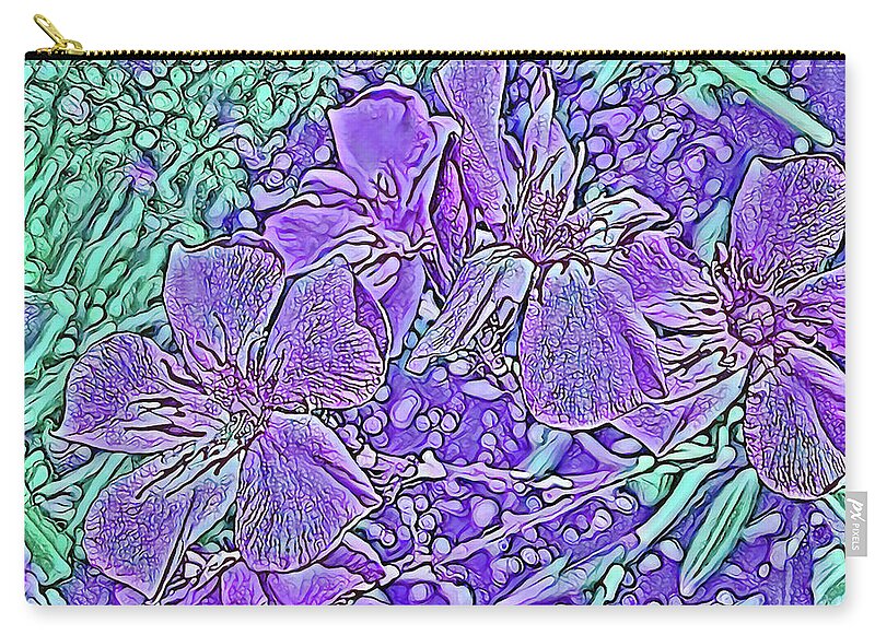 Purple Flowers Textured Art - Zip Pouch
