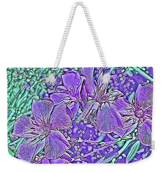 Purple Flowers Textured Art - Weekender Tote Bag