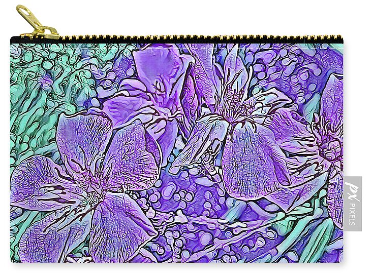 Purple Flowers Textured Art - Zip Pouch