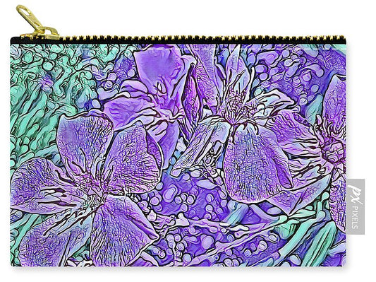 Purple Flowers Textured Art - Zip Pouch