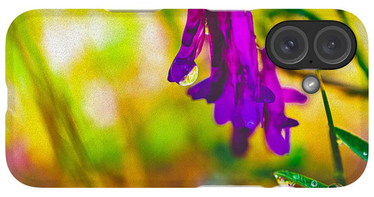 Purple Flowers with a Water Drop  - Phone Case