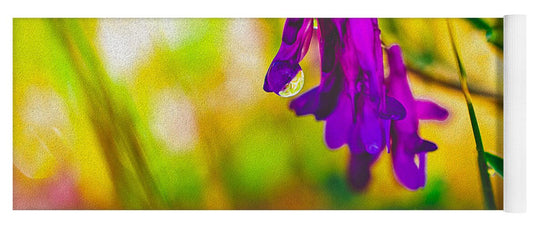 Purple Flowers with a Water Drop  - Yoga Mat