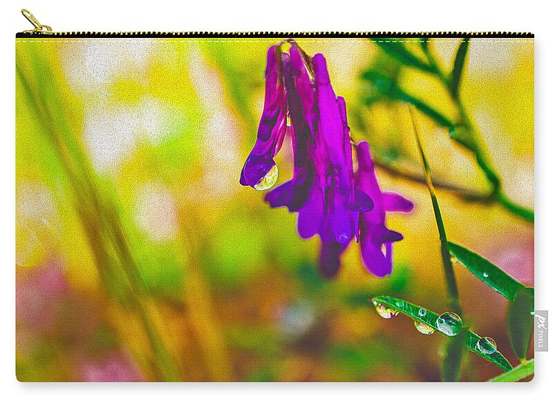 Purple Flowers with a Water Drop  - Zip Pouch
