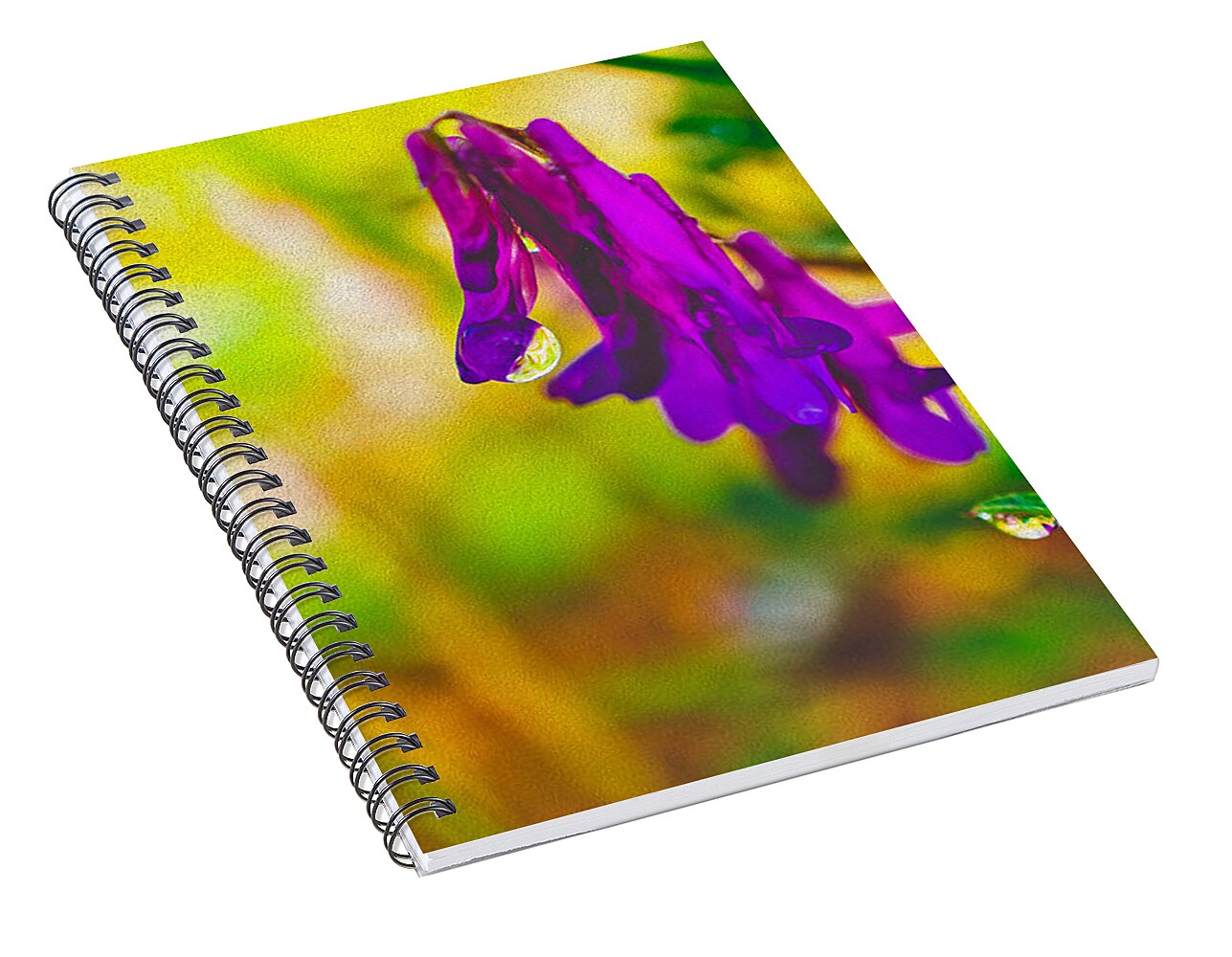 Purple Flowers with a Water Drop  - Spiral Notebook