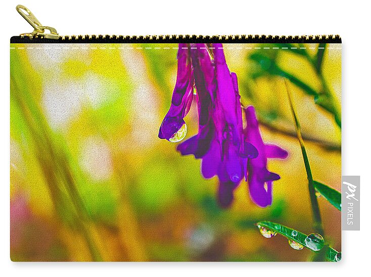 Purple Flowers with a Water Drop  - Zip Pouch