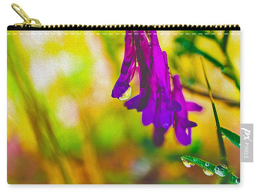 Purple Flowers with a Water Drop  - Zip Pouch