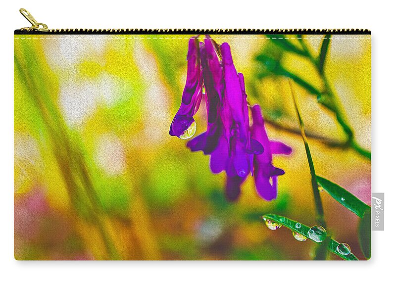 Purple Flowers with a Water Drop  - Zip Pouch