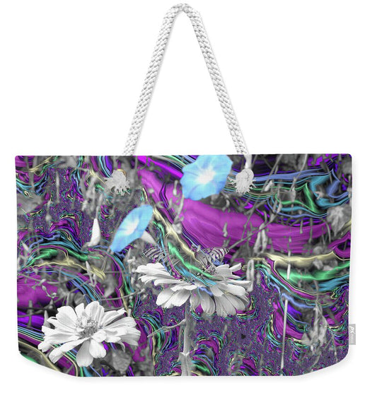Purple Fractals and Butterly in a Garden - Weekender Tote Bag