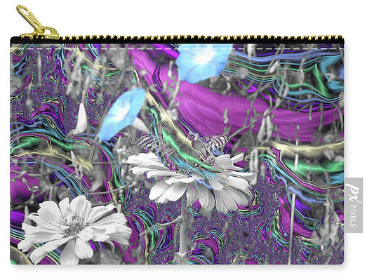 Purple Fractals and Butterly in a Garden - Zip Pouch
