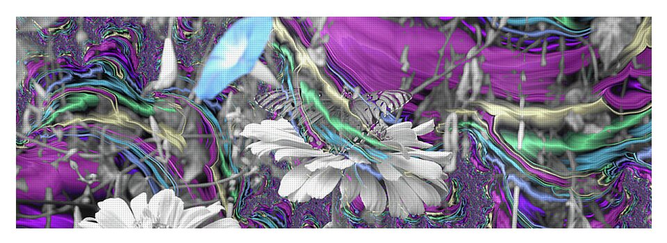 Purple Fractals and Butterly in a Garden - Yoga Mat