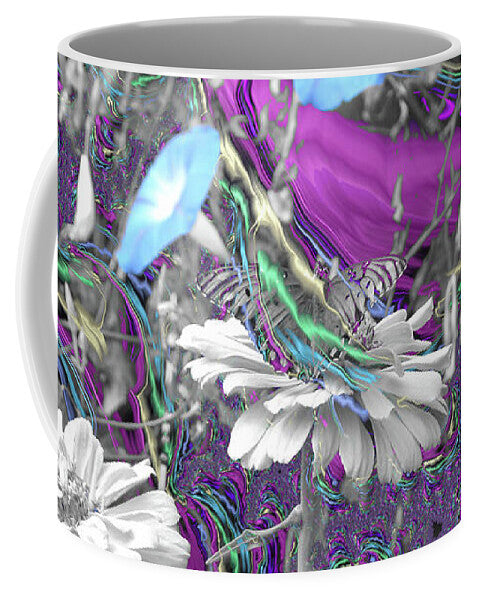 Purple Fractals and Butterly in a Garden - Mug