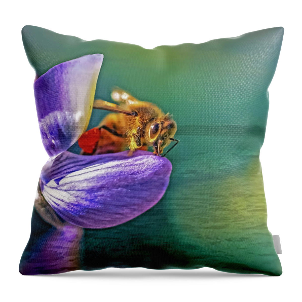Ready for Lift Off from a Purple Flower - Throw Pillow