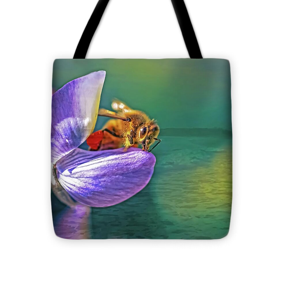 Ready for Lift Off from a Purple Flower - Tote Bag