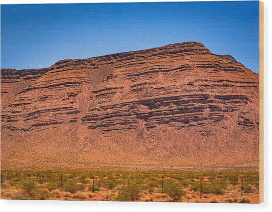 Red Mountains Landscape and Blue Sky  - Wood Print