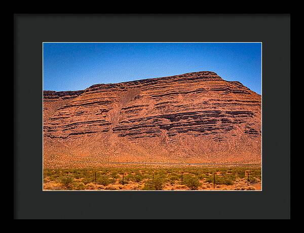 Red Mountains Landscape and Blue Sky  - Framed Print