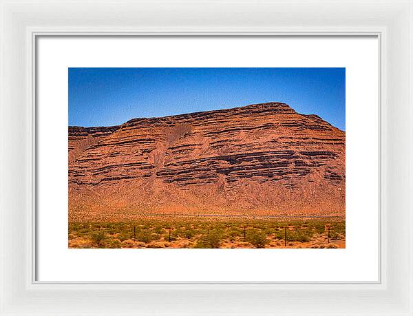 Red Mountains Landscape and Blue Sky  - Framed Print