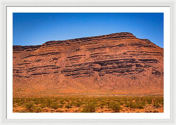 Red Mountains Landscape and Blue Sky  - Framed Print