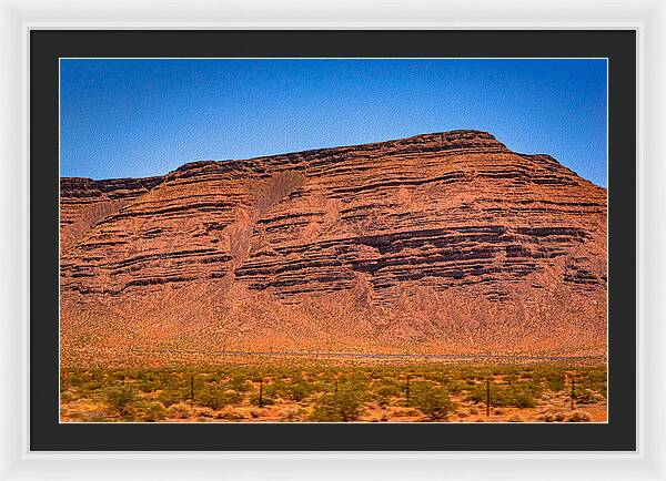 Red Mountains Landscape and Blue Sky  - Framed Print