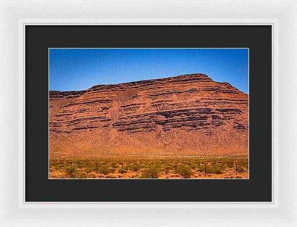 Red Mountains Landscape and Blue Sky  - Framed Print