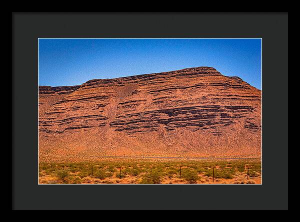 Red Mountains Landscape and Blue Sky  - Framed Print
