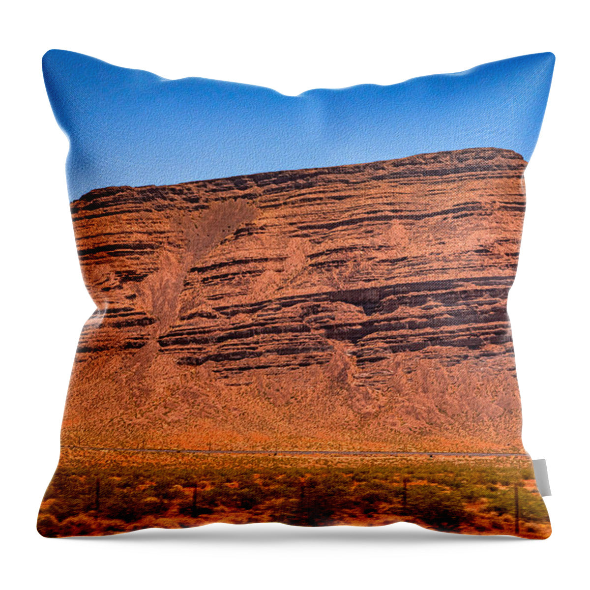 Red Mountains Landscape and Blue Sky  - Throw Pillow
