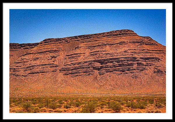 Red Mountains Landscape and Blue Sky  - Framed Print