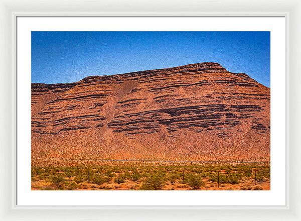 Red Mountains Landscape and Blue Sky  - Framed Print