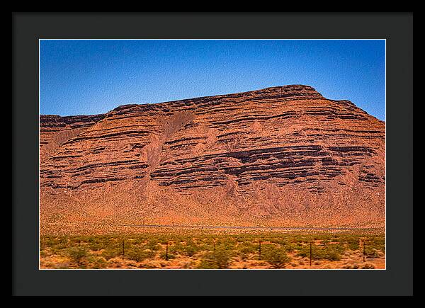 Red Mountains Landscape and Blue Sky  - Framed Print