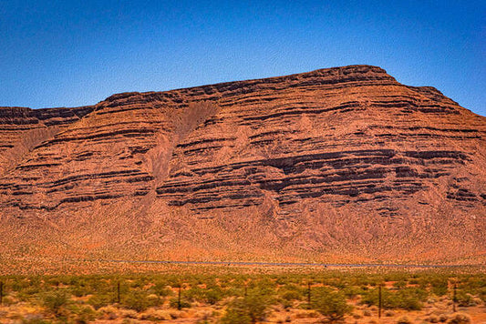 Red Mountains Landscape and Blue Sky  - Art Print