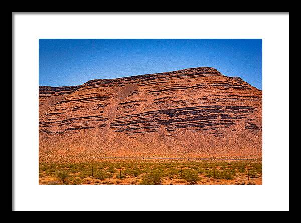 Red Mountains Landscape and Blue Sky  - Framed Print