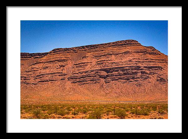 Red Mountains Landscape and Blue Sky  - Framed Print