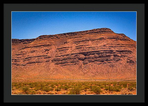 Red Mountains Landscape and Blue Sky  - Framed Print