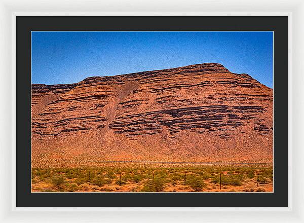 Red Mountains Landscape and Blue Sky  - Framed Print