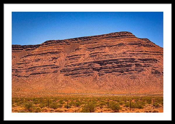 Red Mountains Landscape and Blue Sky  - Framed Print