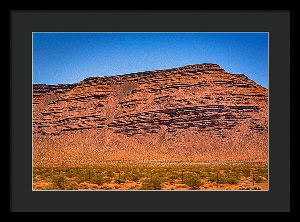 Red Mountains Landscape and Blue Sky  - Framed Print