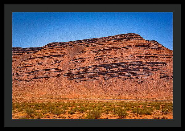 Red Mountains Landscape and Blue Sky  - Framed Print