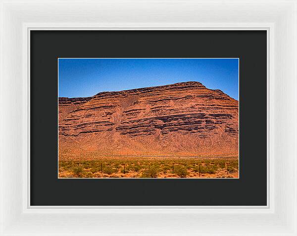 Red Mountains Landscape and Blue Sky  - Framed Print