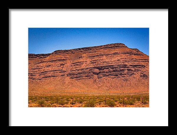 Red Mountains Landscape and Blue Sky  - Framed Print