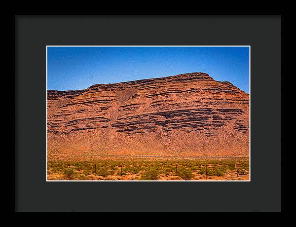 Red Mountains Landscape and Blue Sky  - Framed Print