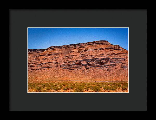 Red Mountains Landscape and Blue Sky  - Framed Print