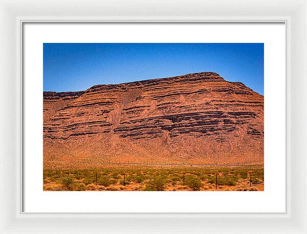 Red Mountains Landscape and Blue Sky  - Framed Print