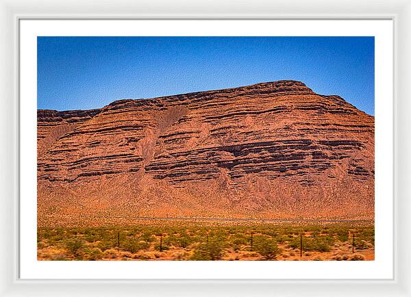 Red Mountains Landscape and Blue Sky  - Framed Print