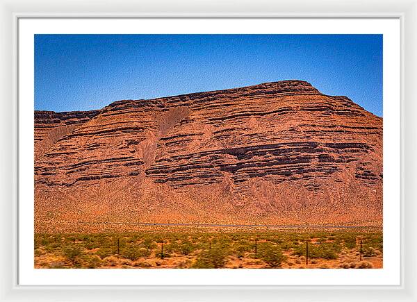 Red Mountains Landscape and Blue Sky  - Framed Print