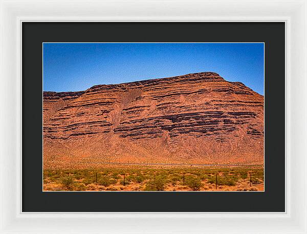 Red Mountains Landscape and Blue Sky  - Framed Print