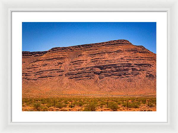 Red Mountains Landscape and Blue Sky  - Framed Print