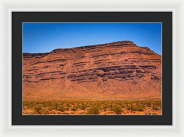 Red Mountains Landscape and Blue Sky  - Framed Print