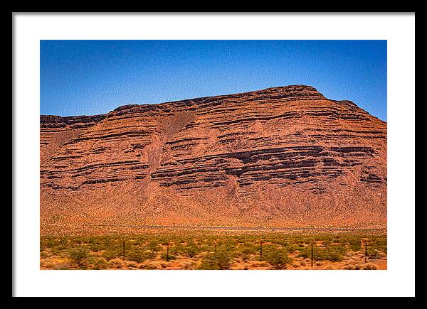Red Mountains Landscape and Blue Sky  - Framed Print