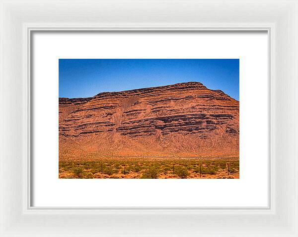 Red Mountains Landscape and Blue Sky  - Framed Print